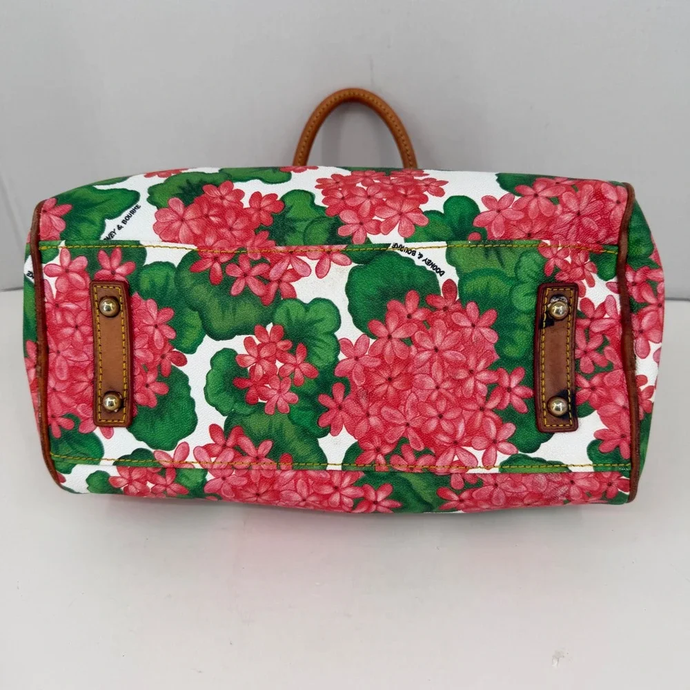 Dooney & Bourke Geranium Floral Satchel Bag Coated Canvas FLAWS